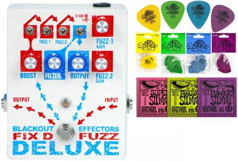 Blackout Effectors Fix'd Fuzz Deluxe Bundle - 2 Items: Ernie Ball Guitar Strings, 1 Dozen Dunlop Tortex Picks