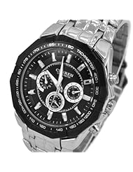 CURREN Unique Stainless Material Black Quartz Luxury Unisex Subdial Wrist Watch