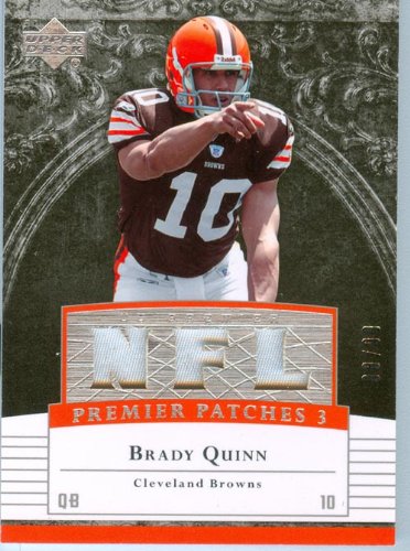 2007 Upper Deck Premier Authentic Brady Quinn Rookie Game Worn Triple Patch Card