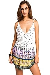 Feathers Floral Print Polyester Sleeveless Mini Dress 