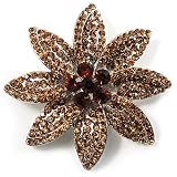 Citrine Swarovski Crystal Bridal Corsage Brooch (Silver Tone)