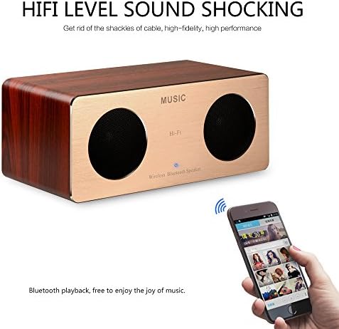 VtoSmart® Wooden Style Portable Indoor/Outdoor Wireless Stereo Bluetooth Speaker - Enjoy the Ultimate Music Experience ( Red Wine )