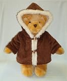 Lindon Honey Jointed Bear in Brown Cord Duffle fleece lined