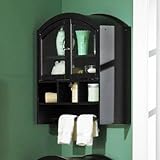 SEI Black Arch-Top Bathroom Wall Cabinet SEI Black Arch-Top Bathroom Wall Cabinet