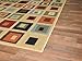 NEW Squares Ivory Modern Design Rubber backed durable Area Rug Carpet 3x5