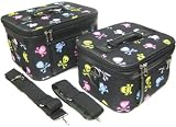 Set of 2 Multicolored Skull & Crossbones Cosmetic Cases