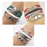 Twinkle Handmade Sister Kiss Birds Charms Friendship Gift – Braid Personalized Suede Leather Bracelet thumbnail