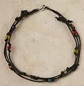 Anklet - Multi Color Triple Stranded Tradewind Bead, Dark