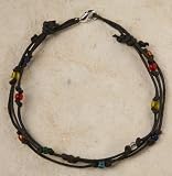 Anklet - Multi Color Triple Stranded Tradewind Bead, Dark