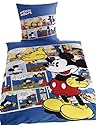 Disney G 15 600 WD13 100 Renforce Bettwäsche Walt Disney's Mickey Retro 135 x 200 cm Bettbezug und 80 x 80 cm Kissenbezug