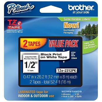 Set A Shopping Price Drop Alert For Brother Laminated Black On White Tape 2Pack (TZe2312PK)