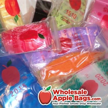 1010-S Apple Mini Ziplock Baggies Asst'd Colors (10 PACKS) 1000 Bags