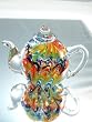 Murano Design Hand Glass Rainbow Pattern Teapot Art Sculpture PP-206 / K-039
