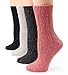 MIRMARU M-103-Women's Winter 4 Pairs Wool Blend Crew Socks Collection(Pink,Beige,Charcoal,Navy)