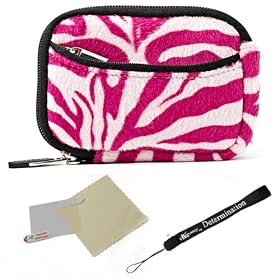 Magenta and White - Black Trim Slim Protective Soft Fur Zebra Pattern Cover Carrying Case... by eBigValue