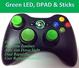 10 Modes! Green D-pad, Thumb Sticks, Led! Black Xbox 360 Modded Rapid Fire Wireless Controller