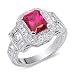 Jewelry : Classic Beauty 2.00 carats total weight Radiant Cut Created Ruby & White CZ Size 6 Gemstone Ring in Sterling Silver