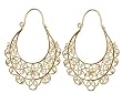 18k Gold Overlay Sterling Silver Floral Filigree Hoop Earrings