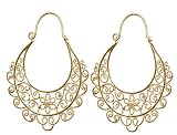 18k Gold Plated Sterling Silver Floral Filigree Hoop Earrings