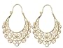 18k Yellow Gold Plated Sterling Silver Floral Filigree Hoop Earrings