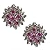 Patina Silver Pink Crystal Clip On Earrings title=