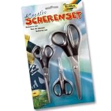 Produkt-Bild: Folia Kreativ Scheren schwarz 3er-Set, gro&szlig;, mittel, filigran