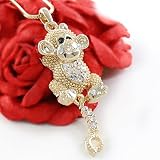 Gold Tone Clear Crystal Stone Monkey Animal Pendant Necklace Fashion Jewelry