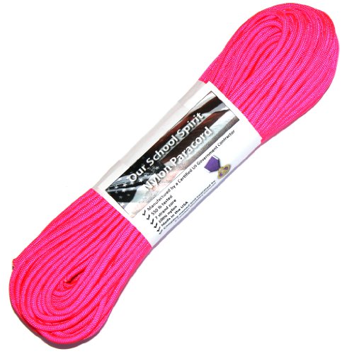 Military 550 Paracord from Our School Spirit - Made in the USA (Neon Pink)