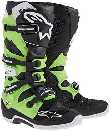 Alpinestars Adult MX Tech 7 Motocross Boots Black Green Size 12