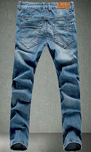 Jiaka Men's Jeans Torn Jeans Frayed Patched Washed Words Straight Leg Fitted