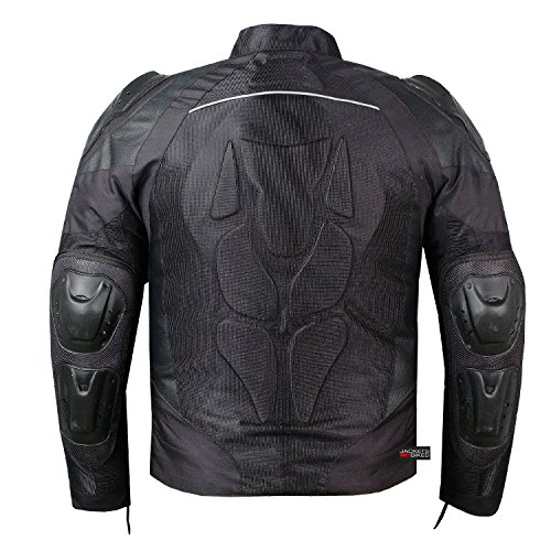 PRO LEATHER & MESH MOTORCYCLE WATERPROOF JACKET BLACK WITH EXTERNAL