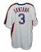 Autographed Rafael Santana New York Mets White Pinstripe Majestic Jersey Inscribed 86 WS Champs