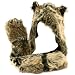 Adult Winter Faux Fake Animal Fur Scarf Trapper Hat with Paw Gloves Mittens Natural