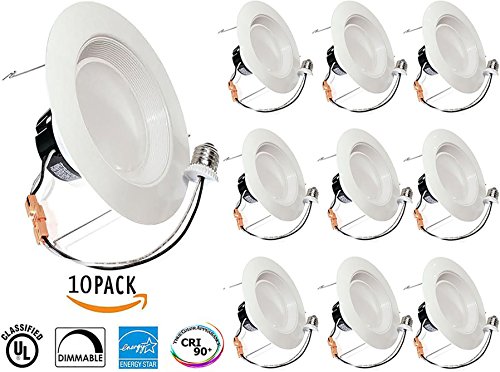 10 PACK – 13Watt 5/6-inch ENERGY STAR UL-listed Dimmable LED Recessed Lighting Fixture Downlight Retrofit Kit (Baffle)- 5000K Daylight LED Ceiling Light — 831LM, CRI 90