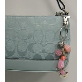 GLAM '80's Retro Key, Hip and Purse Chain with Pink Party Girl Design: Guitar, Hearts, Heels, Boombox & Beads