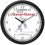 Habit 4 - Think Win-Win (Spanish Text) - Wall Clock from THE 7 HABITS - CLOCK COLLECTION by WatchBuddy Timepieces (White Frame)