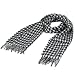 New Softer Than Cashmere 2 Tone Houndstooth Long Fringe Scarf Shawl Wrap 72x12 Black