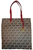 Women's Michael Kors Purse Handbag Tote Beige/Ebony/Red
