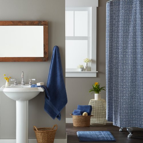 Pinzon Reversible Chenille Bath Mat, 21-by-34-Inch, Royal Blue