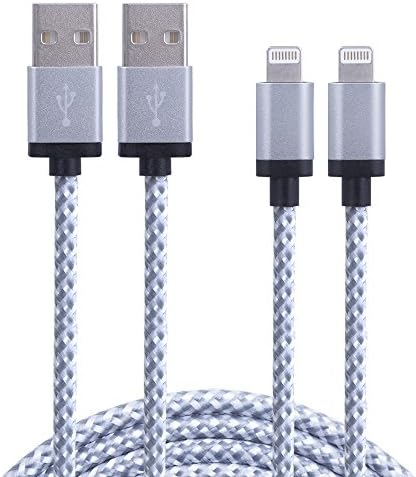 Mopow (TM) 2Pcs 6ft Tangle Free Extra Long Nylon Braided Charging/Sync, Lightning Cables with 8 Pin Compact Connector for iPhone6s/6s Plus/6/6 Plus/5/5s/5c, iPad mini, Air, iPod Touch, Nano7 (Grey)