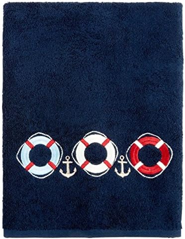Traditions Coastal Embroidered Bath Towel (Life Preservers)
