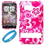 Pink Tropical Flower Design 2 Piece Protective Snap-On Case for HTC Thunder ....