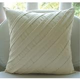 Contemporary Light Cream - 20x20 Inches Decorative Pillow Cover in Light Cream Color