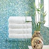 Elegant Economy Collection - 4 piece Bath Towel Set, Spa Style Terry Cloth, Color: Pure White, Unique Blend of Eco-Friendly Cotton & Soft Micro Fiber