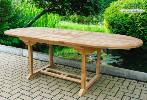 Ausziehbarer Gartentisch – ECHT TEAK! (170 – 230 x 100 cm / oval) / Tisch