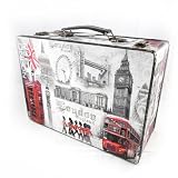 Coffre Bois "Londres" rouge gris