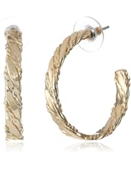 Signature 1928 "1928 Signature Gold" Gold-Tone Textured Hoop Earrings