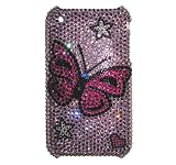 Butterfly Swarovski iPhone 3G S Bling Case - Pink