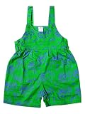 Shortalls Pleated Twill for boys and girls 100% cotton Green Dinosaurs