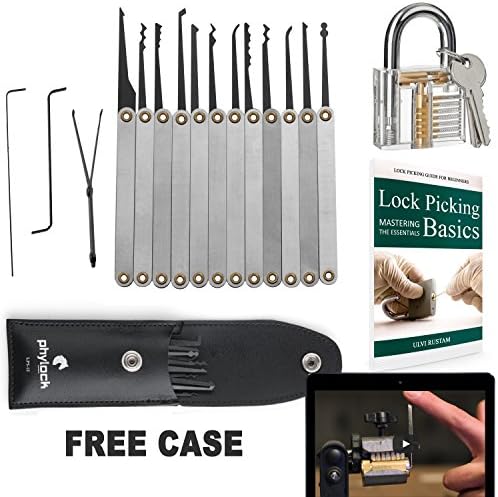 15 Piece Locksmith Tools Set &amp; Practice Padlock in Leather Case. Comes with How To Videos &amp; eBook for Beginners by Phylock. Great for Novelty Gifts, Brain Teasers &amp; Puzzles. FOR EDUCATIONAL PURPOSES